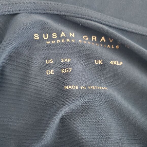 Susan Graver Womens Modern Essentials Liquid Knit A Line Tunic Top size 3XP Blue - Picture 5 of 9